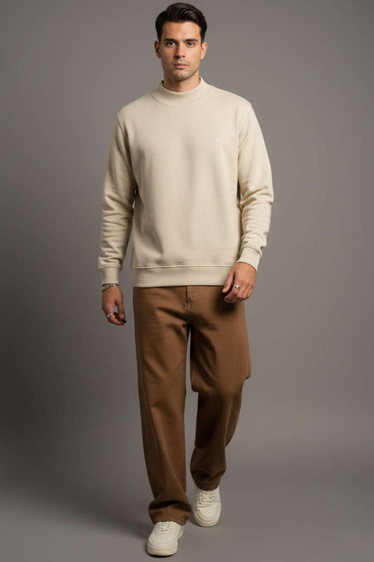 Geripptes Herren-Sweatshirt „Thessaloniki“, beige