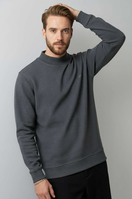 Geripptes Thessaloniki Herren-Sweatshirt, Dunkelgrau