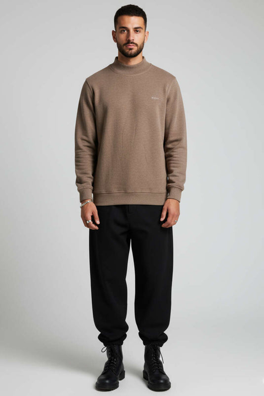 Geripptes Thessaloniki Herren-Sweatshirt, Braun