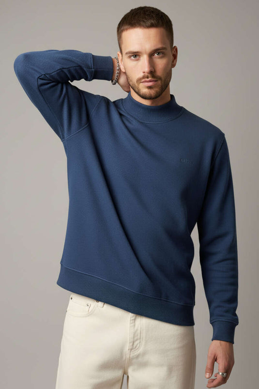 سويت شيرت رجالي من ثيسالونيكي، أزرق داكن، مضلع