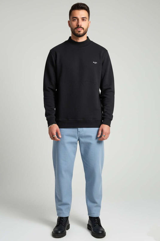 Schwarzer, gerippter Herren-Sweatshirt „Thessaloniki“