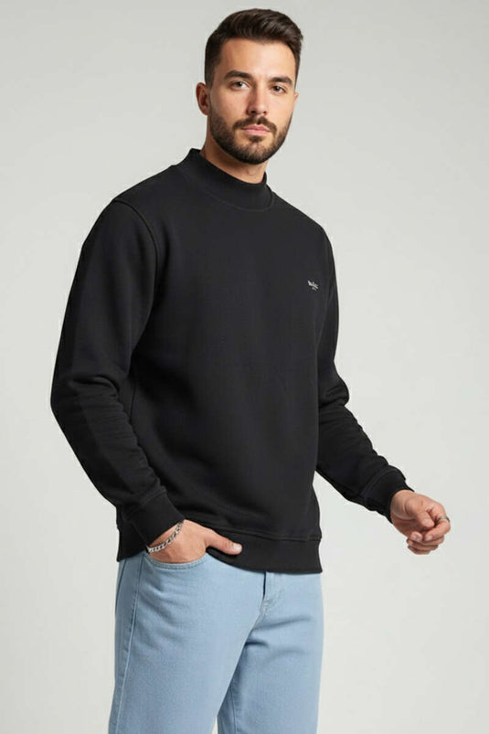 Schwarzer, gerippter Herren-Sweatshirt „Thessaloniki“