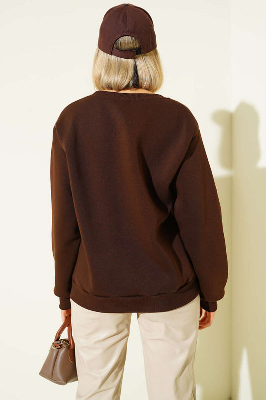 Felpa con stampa "Ride A Cowboy", colore caffè