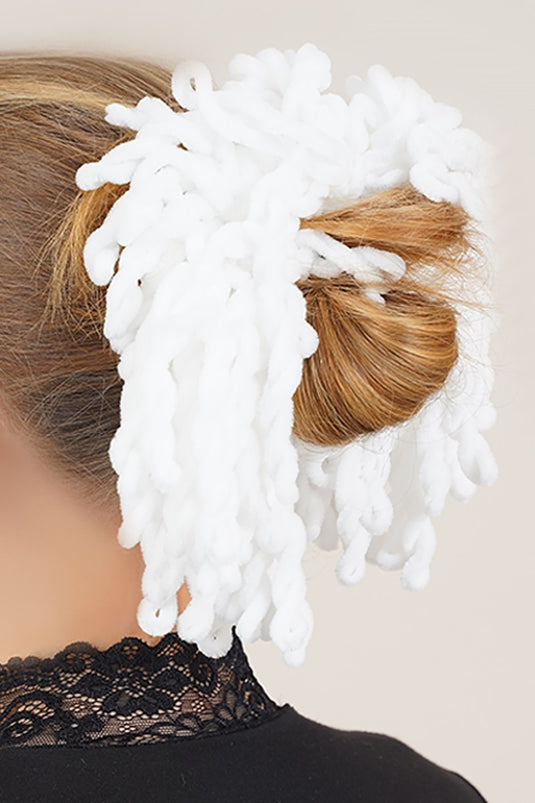 Curly Series White Bun Clip