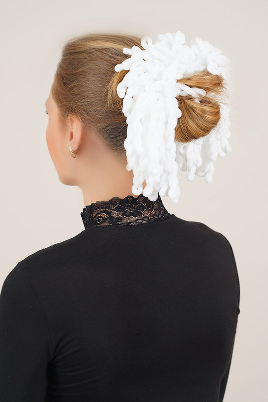 Curly Series White Bun Clip