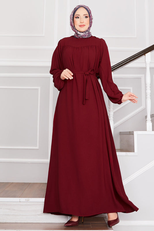 Aerobin Modest Dress with Robe, Claret Red