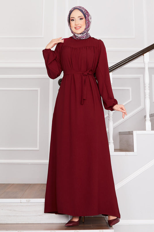 Aerobin Modest Dress with Robe, Claret Red