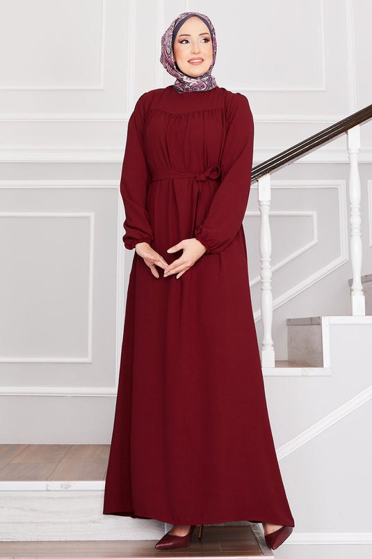 Aerobin Modest Dress with Robe, Claret Red