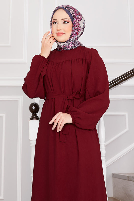 Aerobin Modest Dress with Robe, Claret Red