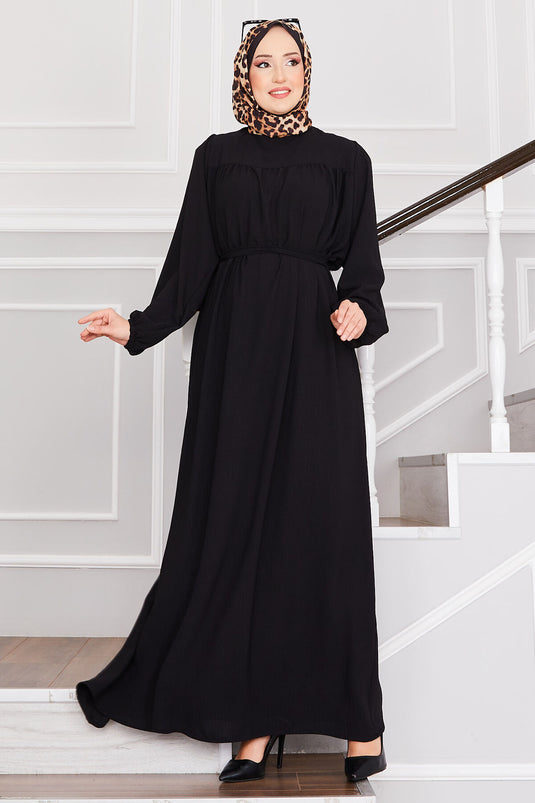 Aerobin Hijab Dress with Robe Black