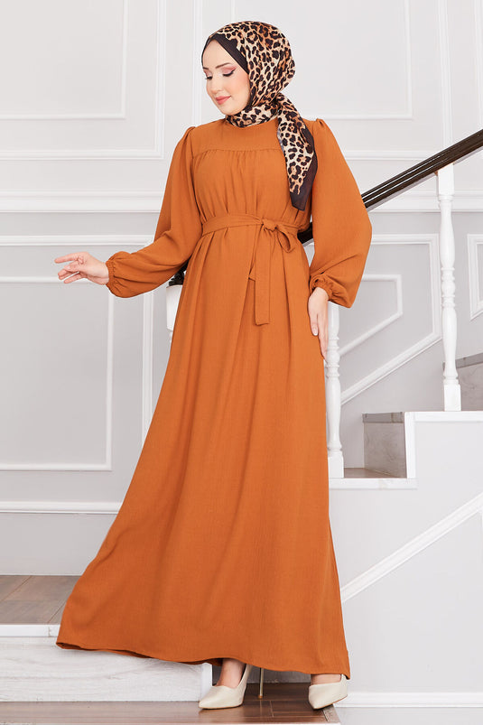 Aerobin Modest Dress with Robe, Tan