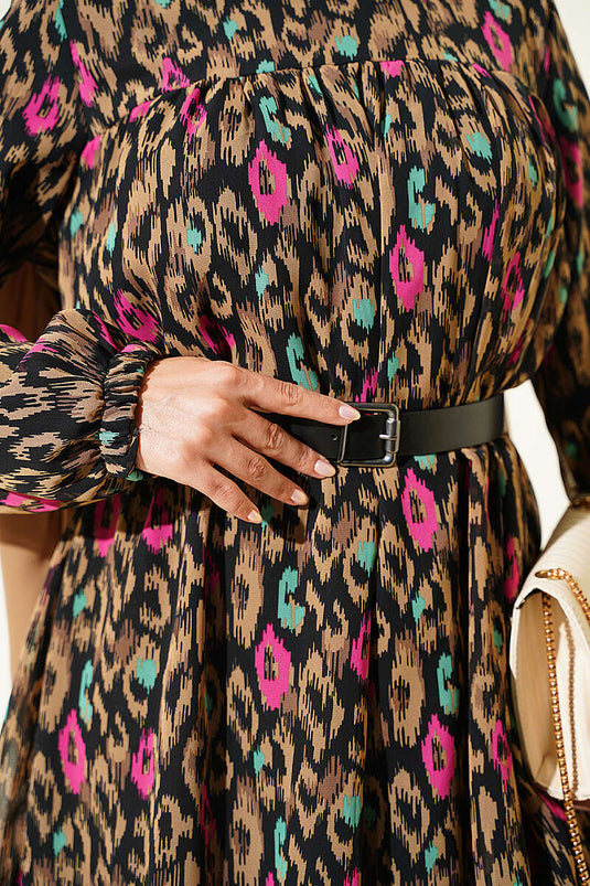 Bedruckte Chiffon-Tunika In Latte