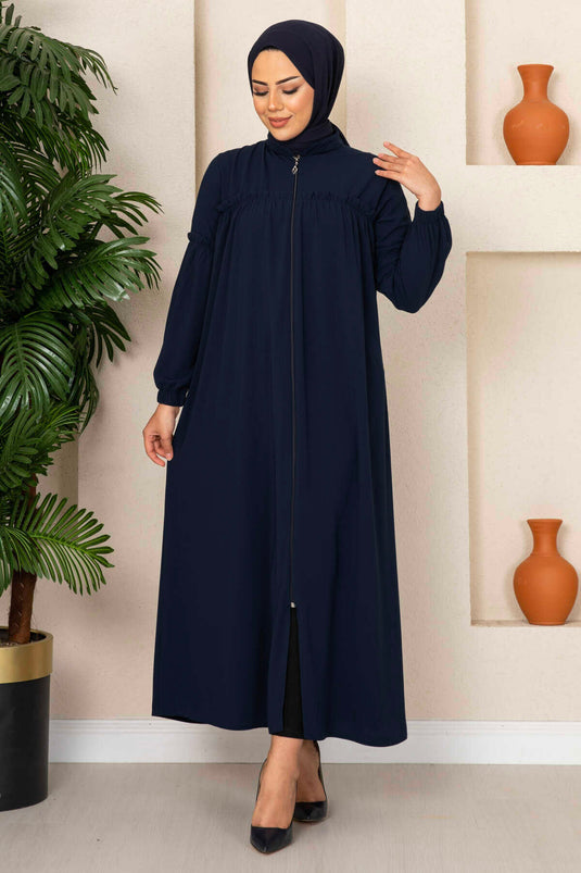 Young Modest Abaya with Robe Dark Navy Blue