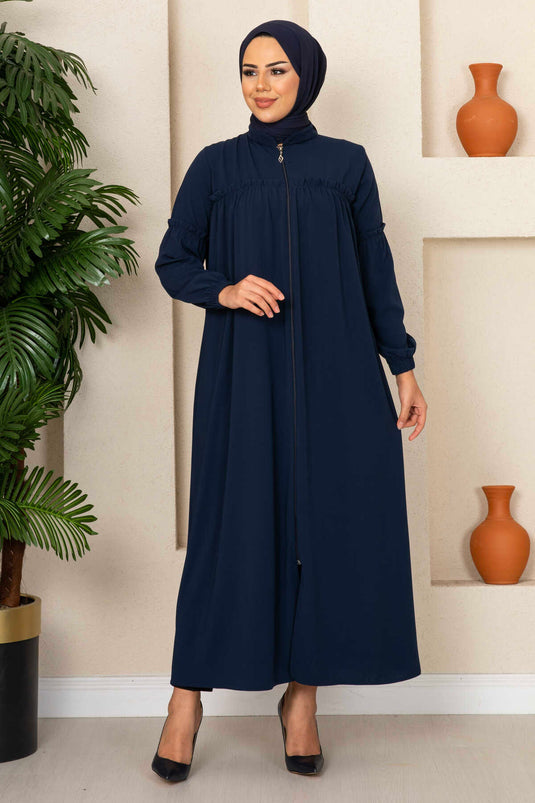 Ung Hijab Abaya med Robe Navy Blue