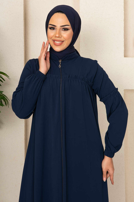 Ung Hijab Abaya med Robe Navy Blue