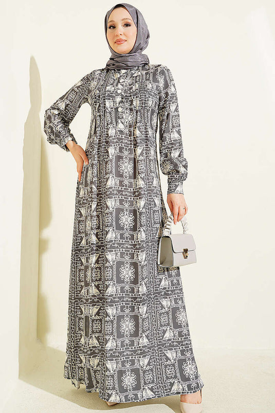 Fitted Halbförmiges Kleid In Rauchgrau