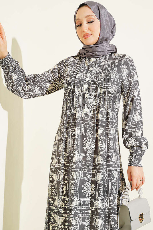 Fitted Halbförmiges Kleid In Rauchgrau