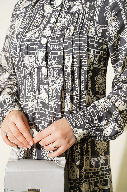 Fitted Halbförmiges Kleid In Rauchgrau