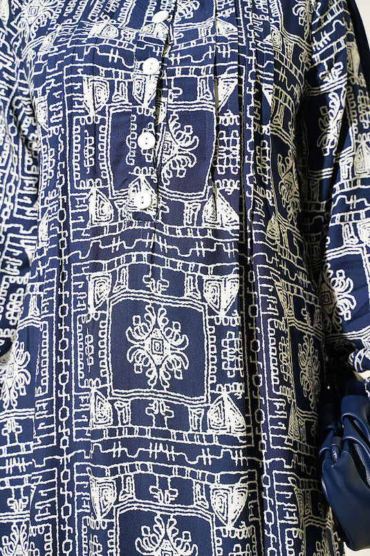 Navy Halbförmiges Kleid Mit Kragen