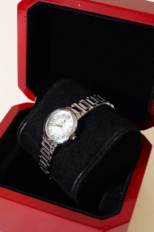 Montre-bracelet femme chiffres romains argent