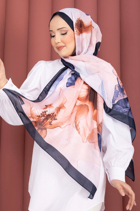 Série de foulards Rose Desen bleu marine