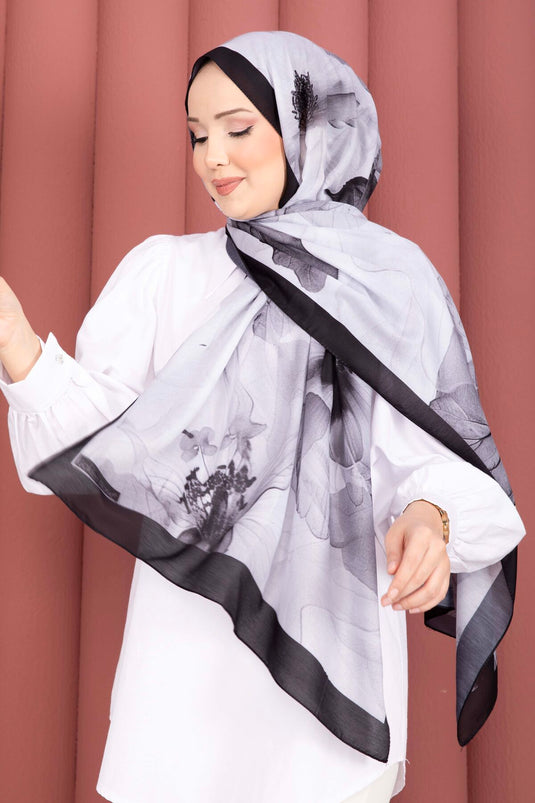 Série de foulards Rose Desen noir