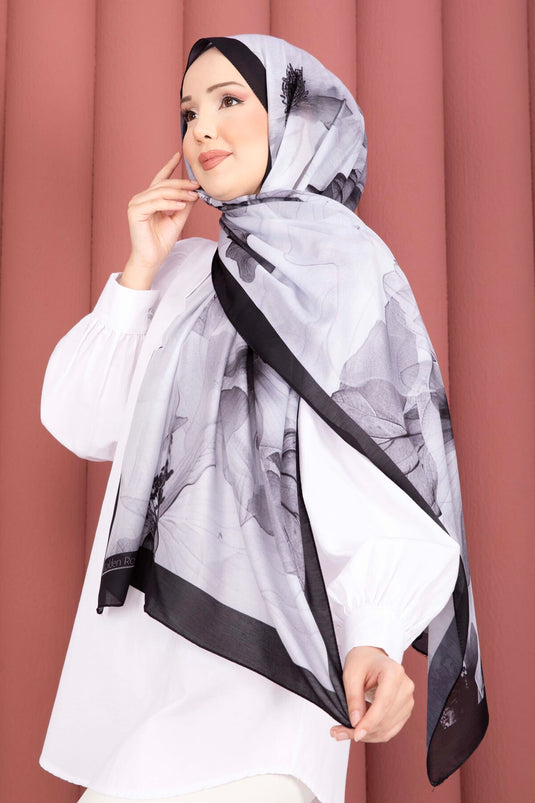 Série de foulards Rose Desen noir