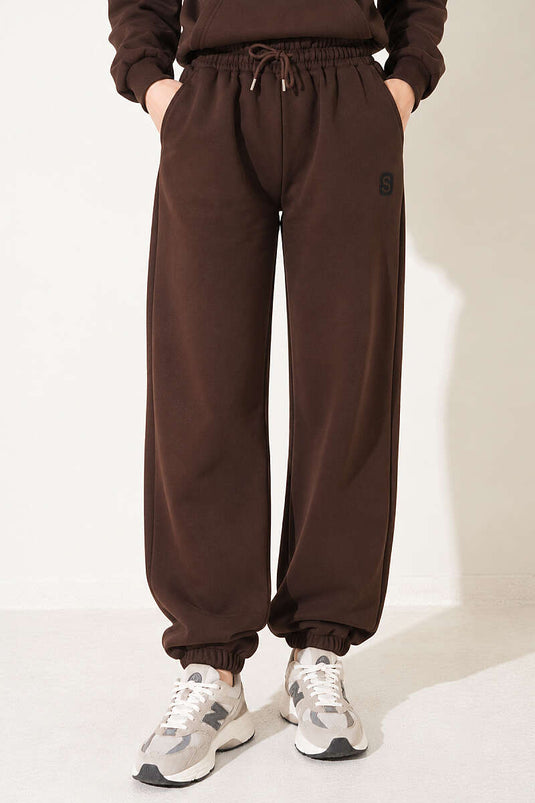 S Armalı Şardonlu Jogger Pantolon Kahve