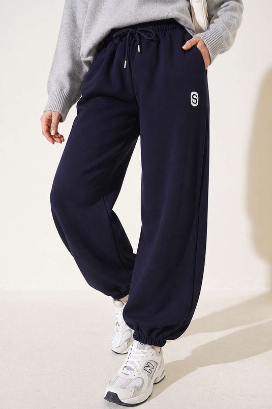 S Armalı Şardonlu Jogger Pantolon Lacivert