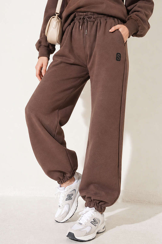 S Armalı Şardonlu Jogger Pantolon Vizon