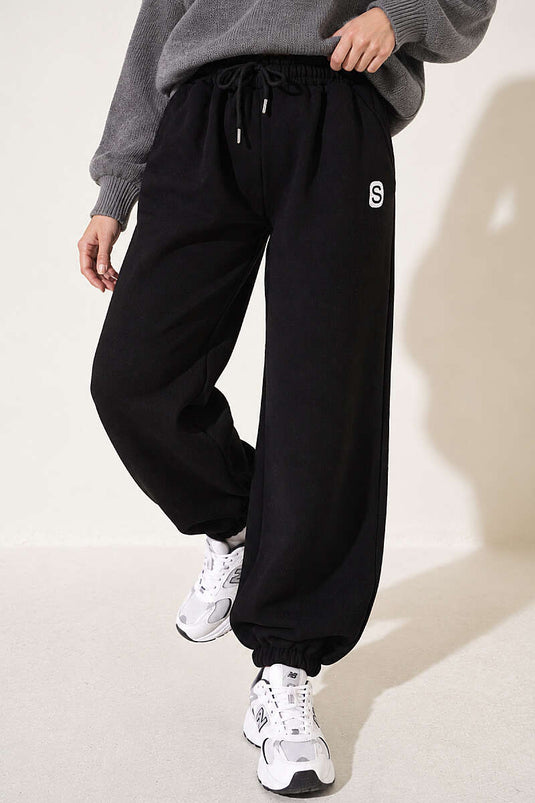 Pantalon Jogger À Trois Couches Noir Avec Motif S