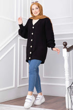 Gilet En Tricot Noir À Détails Tressés Et Boutons