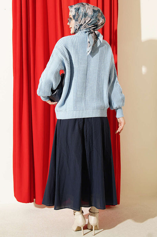 Kurzer Strick-Cardigan Mit Knöpfen Blau