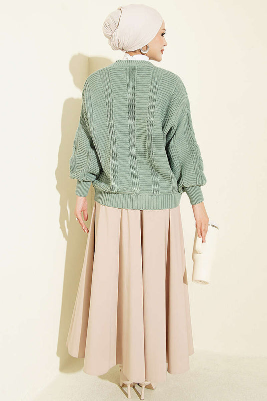 Kurzer Strick-Cardigan Mit Knöpfen Minzgrün