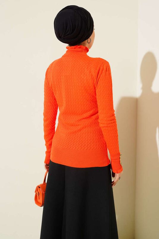 Saç Örgü Fırfırlı Triko Body Oranj