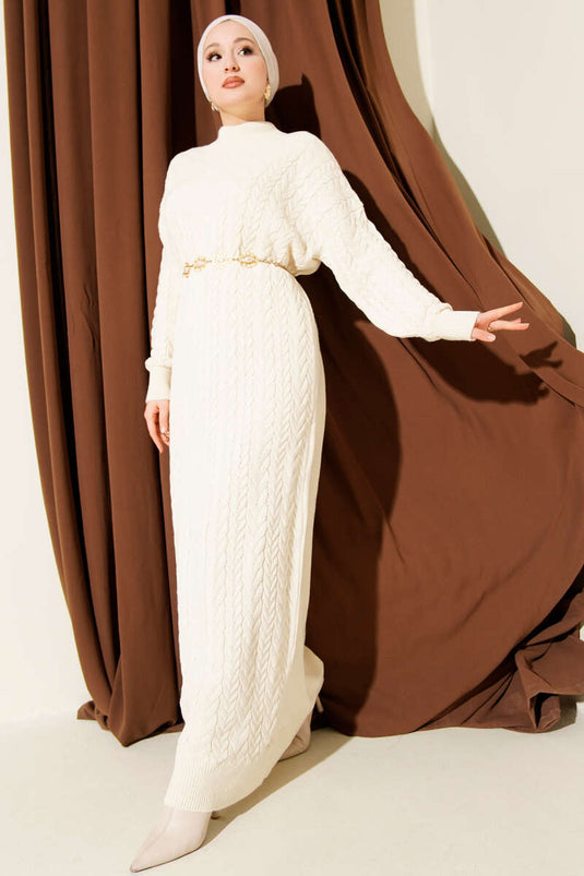 Braided Embossed Knit Dress with Stones