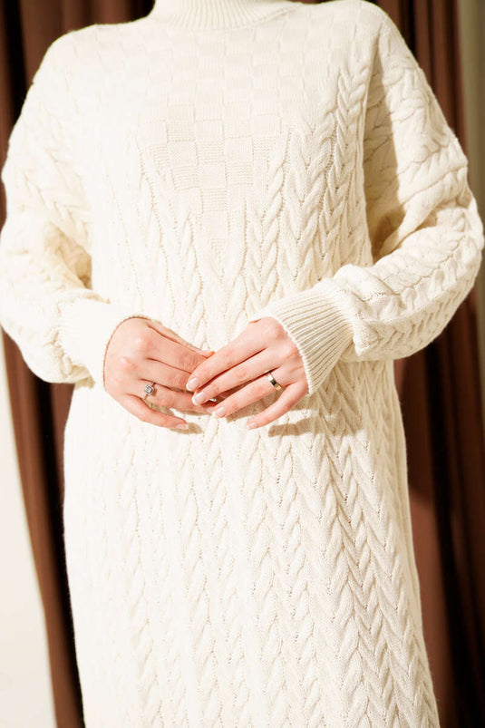 Braided Embossed Knit Dress with Stones