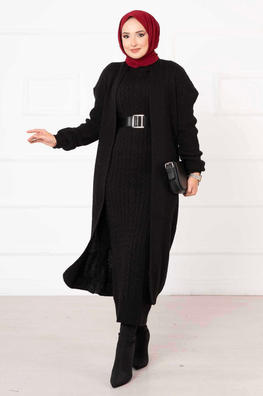 Braided Two Piece Suit Black