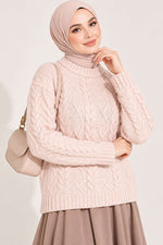 Pull En Maille Tressé Poudré
