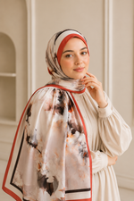 Série De Foulards À Motif Floral En Saphir Rose Beige