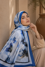 Série De Foulards Indigo À Motif Floral En Saphir