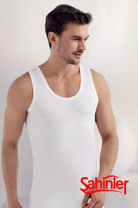 Şahinler Men's Combed Cotton Undershirt White
