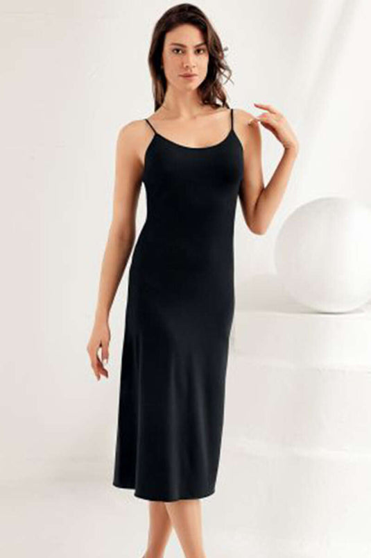 Şahinler İp Askılı Uzun İçlik Siyah