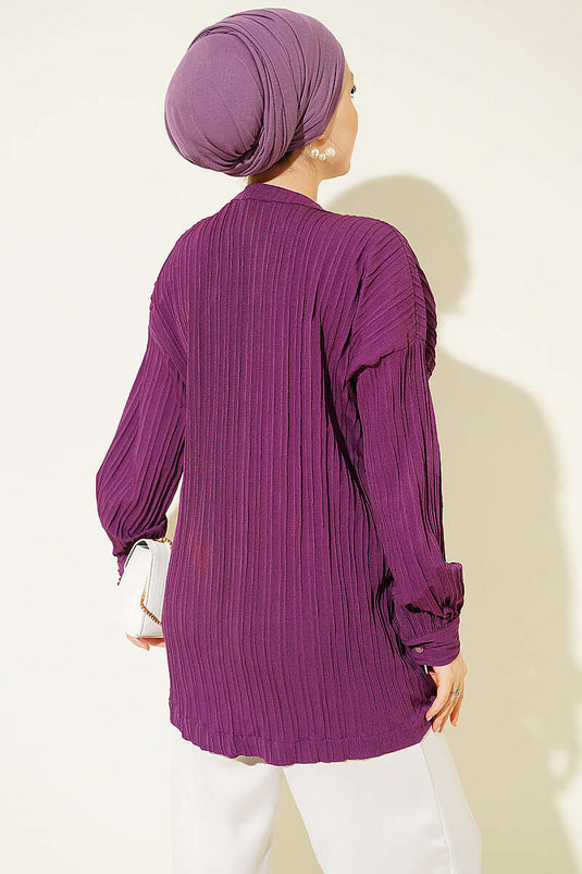 Camicia Viola Con Patta Finta