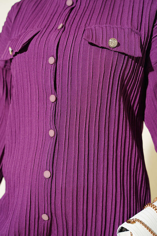 Purple Shirt With Fake Pocket And Cover