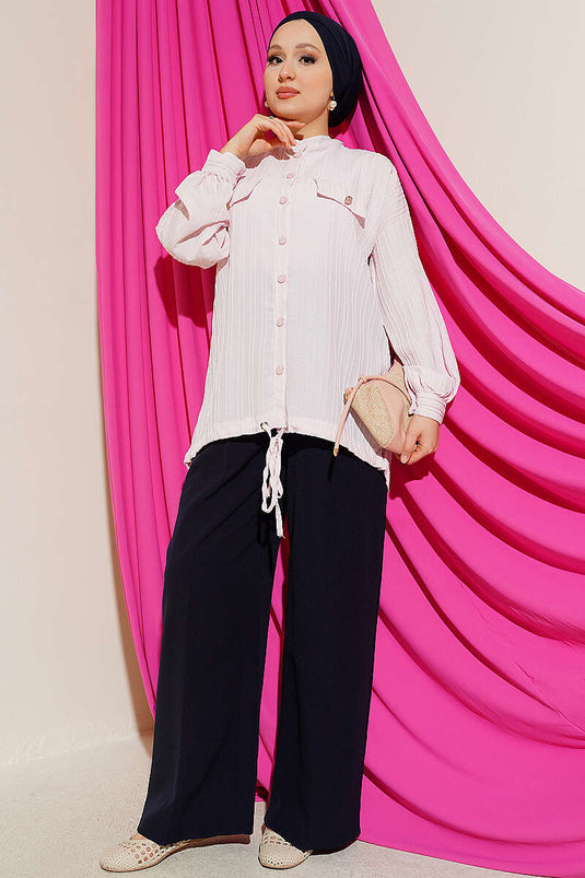 Camicia Rosa Con Tasca Finta