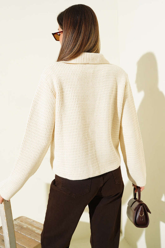 Gilet en tweed beige à fausses poches