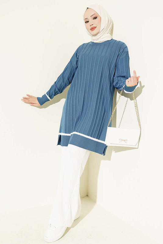 Indigo Sakal Details Mercerized Tunic