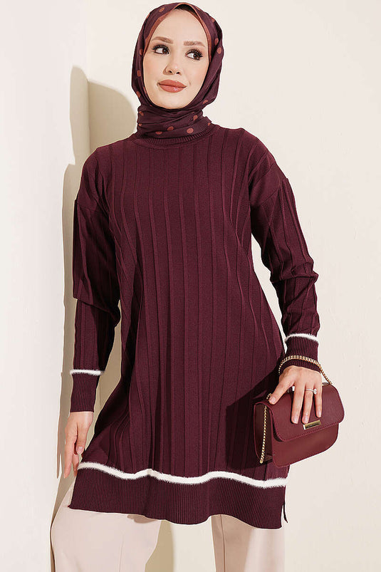 Mauve Mercerized Tunika Mit Bart-Detail