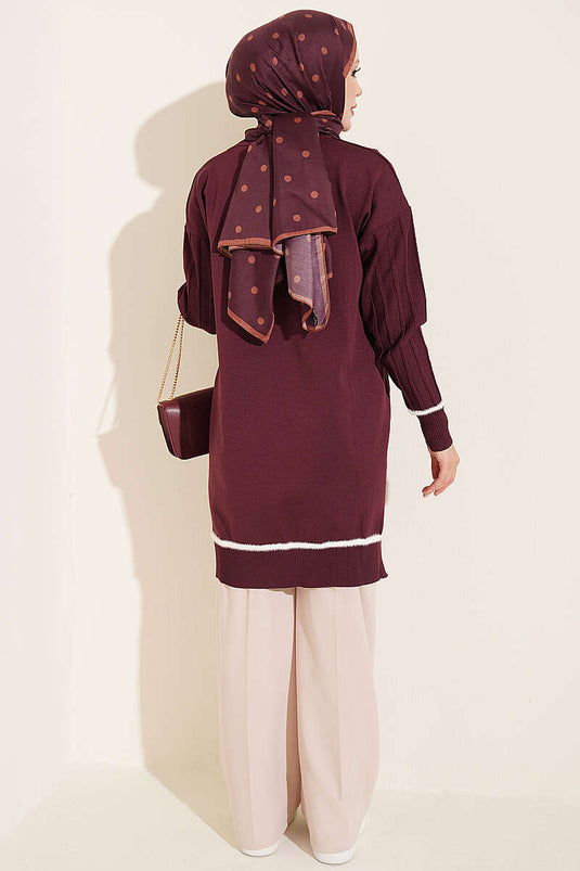 Mauve Mercerized Tunika Mit Bart-Detail